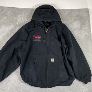 Carhartt Zip Hoodie Jacket Mens 3XL Black Canvas Made in USA Workwear J131 BLK